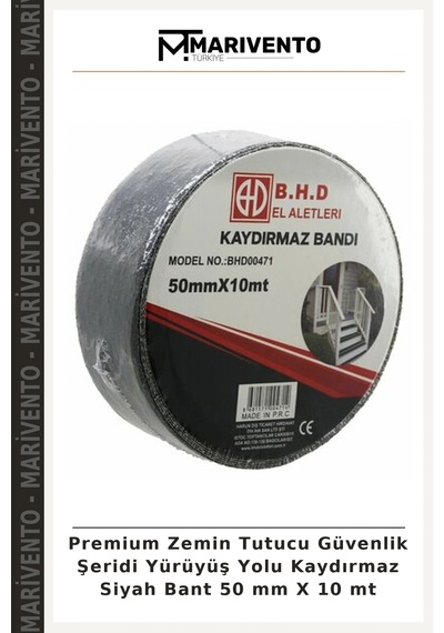 Premium Zemin Tutucu Güvenlik Şeridi Yürüyüş Yolu Kaydırmaz Siyah Bant 50 Mm X 10 Mt