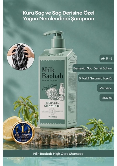 Kuru Saçlara Özel Yoğun Nemlendirici Şampuan Mılk Baobab High Cera Shampoo Verbena