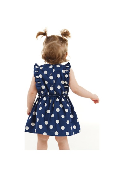 Puanlı Çilek Kız Bebek Poplin Yazlık Fırfırlı Elbise