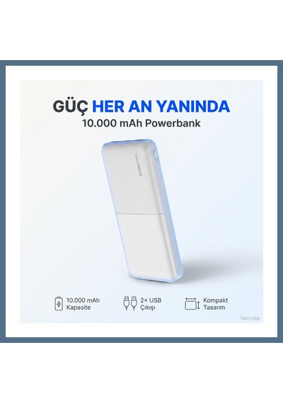 Buradabulabilirsin Snapmax Snp-3009 Beyaz 10.000 Mah Powerbank 2x Usb Çıkışlı 1 Type-c Ve 1 Micro Girişli Bbz