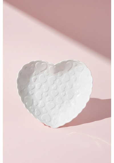 Karaca Pink Love Porselen Çukur Tabak Beyaz 20 Cm Beyaz