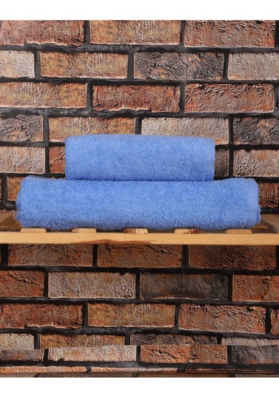 2 Parça %100 Pamuklu Soft Lüx Banyo Havlu Seti Mavi Renkli