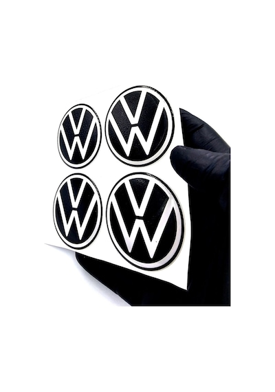 Yeni Nesil Tasarım Damla Sticker Siyah Volkswagen Jant Göbeği 5.5cm Uyumlu