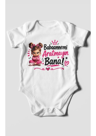 Morivokids Babaanneye Özel Kısa Kollu Bebek Body %100 Pamuk Beyaz