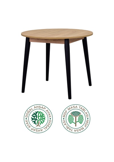Vilinze Avanos Yuvarlak Sabit Mdf Mutfak Masası - Q90 Cm Naturel