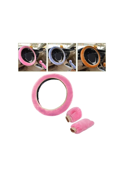 Süper Yumuşak Peluş Araba Direksiyon Kılıfı Evrensel Direksiyon Simidi Otomatik D Diğer