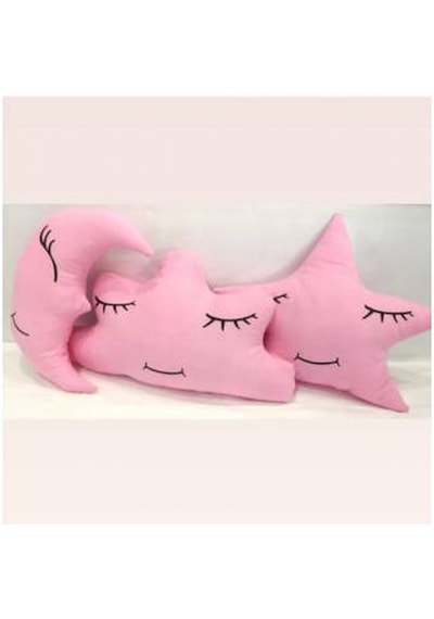 Uyku Arkadaşları Pembe Ay Bulut Yıldız Yastık Seti 3'Lü