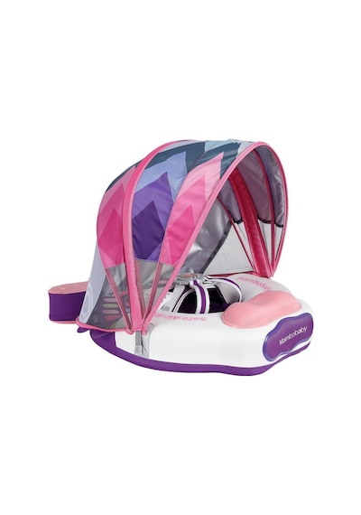 Mambobaby Yüzme Simidi - Pink Colorfish, Emniyetl Gölgelikli Ve Ayak Destekli