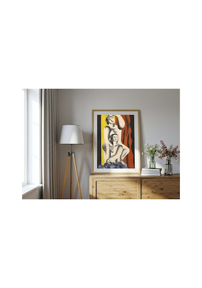 Modern Sanat Léger İki Kadın Çerçevesiz Poster 21x30 Cm A4 Tablo Modern Sanat Ekspresyonizm