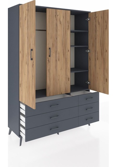 Hyperion Dolap 5 Raflı 6 Çekmeceli Tek Askılı 132x44x195 Antrasit-çam/antrasit Atlas Çam/antrasıt Hyperion Dolap 5 Raflı 6 Çekmeceli Tek Askılı 132x44x195 Antrasit-çam/antrasit Atlas Çam/antrasıt