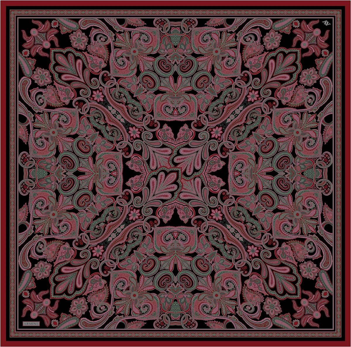 Armine Etnik Desen Saf İpek Twill Eşarp 9421d 87 Pembe