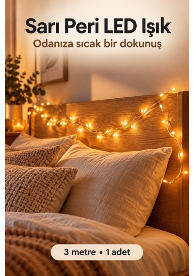3 Metre Sarı Gün Işığı Peri Led Flaşlı Dekoratif Işık