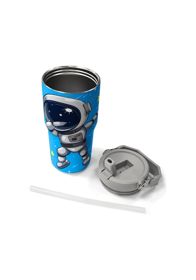 Coral High Lacivert Mavi Astronot Desenli Katlanır Ağızlıklı Çelik Termos 600 Ml 38923 Mavi