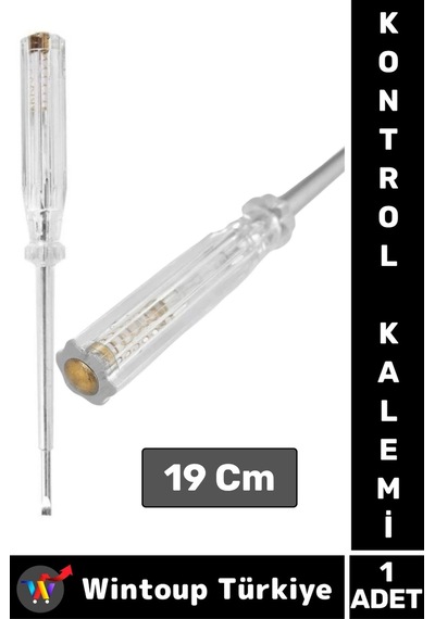 Premium Ergonomik Ev Atölye Tamirat Vidalama Düz Uçlu Kontrol Kalemi 19 Cm