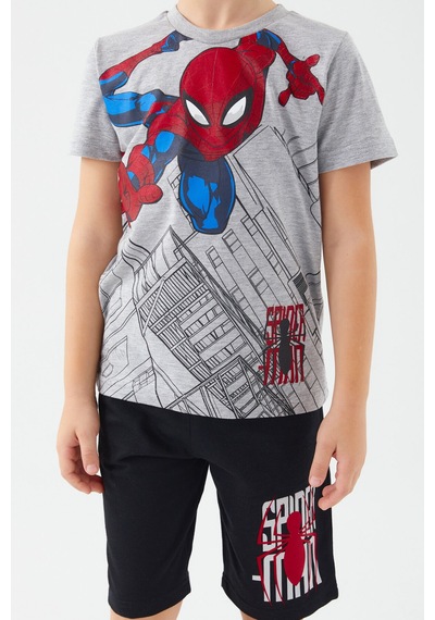 Spiderman Buildings Gri Erkek Çocuk Bermuda Takım