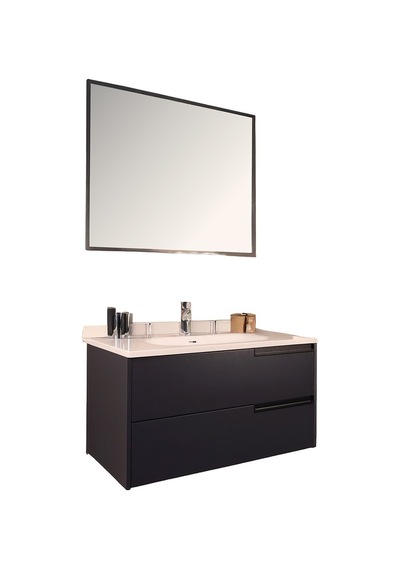 Kobos Eylül 100 Cm Banyo Dolabı Seti Argento Antrasit Kobos Eylül 100 Cm Banyo Dolabı Seti Argento Antrasit