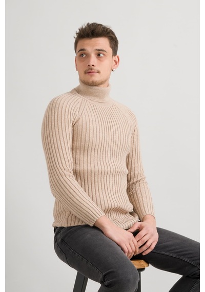 Slim Fit Çizgili Tam Balıkçı Pamuklu Kalın Triko Erkek Kazak 001 Slim Fit Çizgili Tam Balıkçı Pamuklu Kalın Triko Erkek Kazak 001