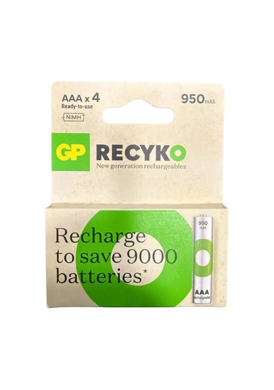 Gp Recyko 950 Mah Aaa Şarj Edilebilir İnce Kalem Pil 4'lü Paket
