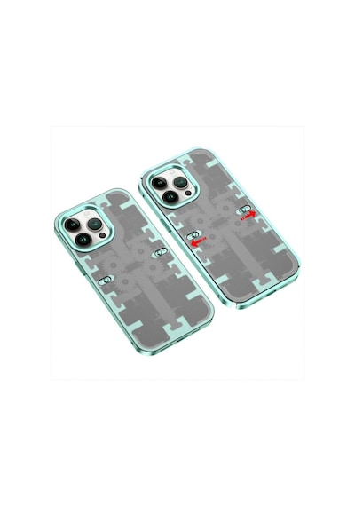 Apple İphone 14 Pro Max Kılıf Mekanik Bumper Kapak - Yeşil
