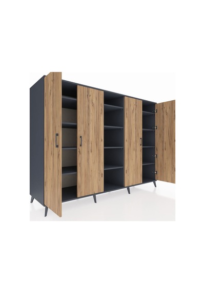 Kronos Dolap 12 Raflı 4 Kapaklı 220x59x163 Antrasit-çam/antrasit Antrasit-çam/antrasit Kronos Dolap 12 Raflı 4 Kapaklı 220x59x163 Antrasit-çam/antrasit Antrasit-çam/antrasit