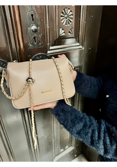 Just Polo Kadın Zincir Askılı Günlük Ve Özel Kullanıma Uygun Şık Tasarımlı Omuz & Çapraz Çanta Shoulder Bag Vizon