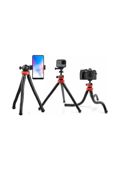 Flexible Youtuber Twich Ve Sosyal Medya Yayıncılar İçin 30cm Ahtapot 360 Derece 320gr Selfie Telefon Tutucu Tripod Ahtapot Kumandasız