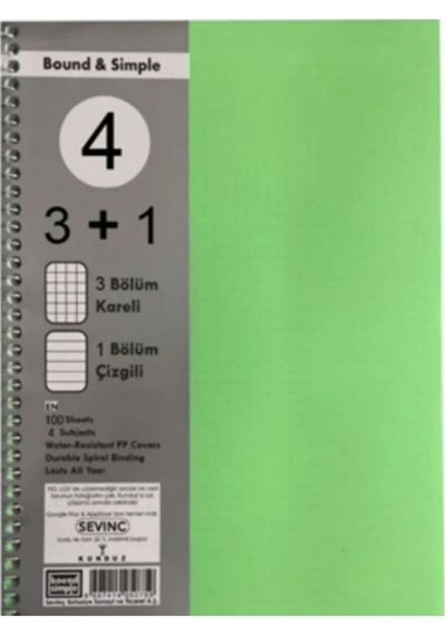 100 Yaprak Pp Kapak Ayraçlı Defter