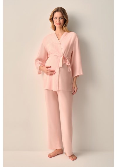 Suwen Stripe Hamile Lohusa Sabahlık Sh26539615l919 Pembe Çizgili