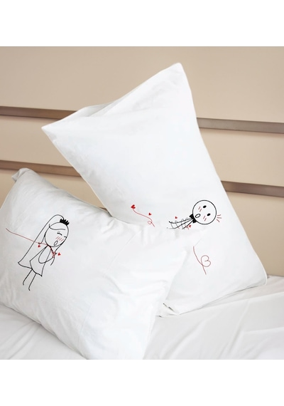 Bk Gift Sevgili Tasarımlı Pamuklu 2 Li Yastık Kılıfı Seti-5 50x70cm , Sevgiliye , Ev si, Tasarım Ev Tekstili