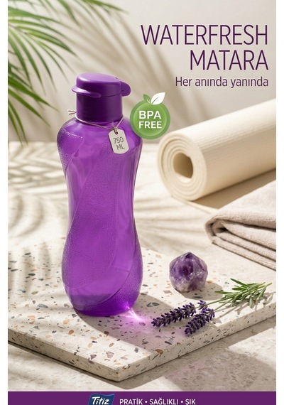 Renkli Suluk Matara 750 Ml Kokusuz Suluk, Okul Suluğu, Spor Suluğu, Plastik Suluk Mor