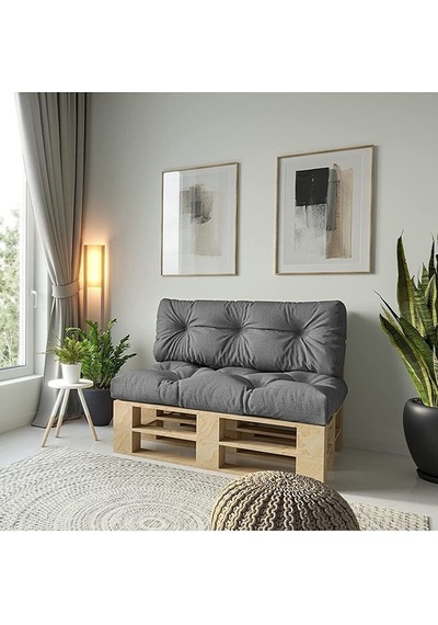 Home Dış Ve Iç Mekan Palet Minderi Seti 2. Gri