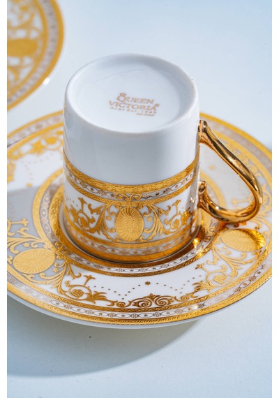 Acar Joanne 24k Altın Detaylı 6 Kişilik Porselen Kahve Fincan Takımı - 90 Ml Renkli