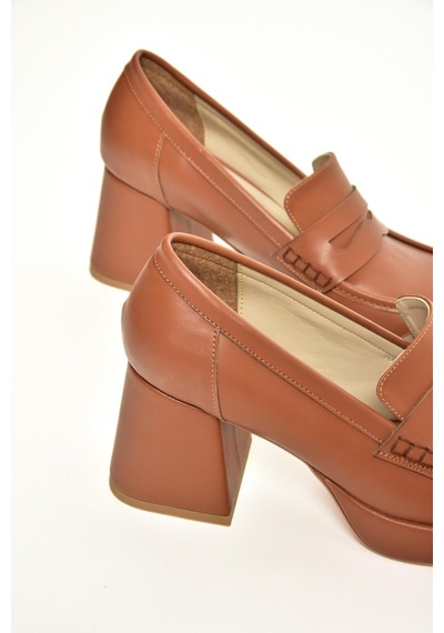 Fox Shoes T569013709 Taba Kalın Topuklu Kadın Ayakkabı Taba