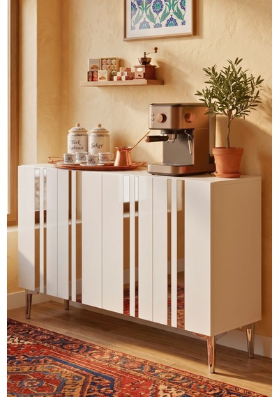 Ka1230bs Mia120 Konsol, Kahve Köşesi Ve Tv Sehpası, Çok Amaçlı Dolap Beyaz - Sılver 120cm Ka1230bs Mia120 Konsol, Kahve Köşesi Ve Tv Sehpası, Çok Amaçlı Dolap Beyaz - Sılver 120cm