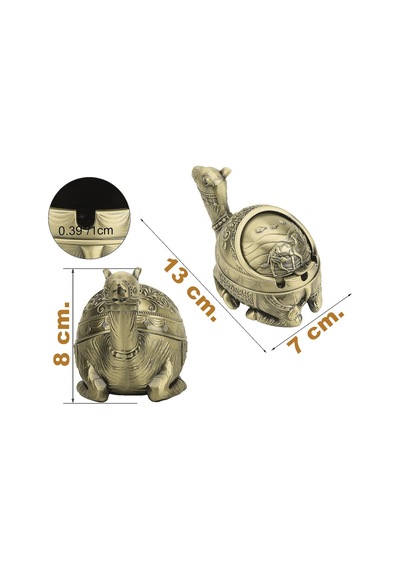 Lüks İşlemeli Metal Deve Biblo Tütsülük Rüzgar Geçirmez Küllük Çok Fonksiyonlu Dekoratif Obje 13 Cm.