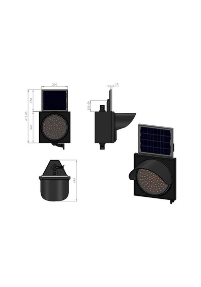 Tr 300 Mm Ledli Güneş Enerjili Flaşör, Solar Çakar Lamba