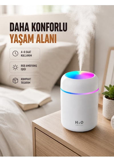 Usb Girişli Taşınabilir Mini Nemlendirici 300ml Su Hazneli - Lisinya