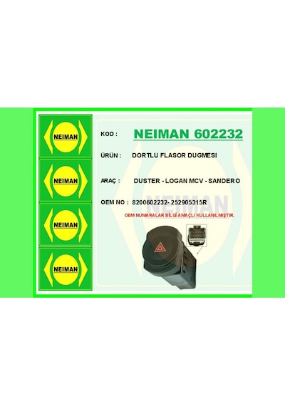 Dortlu - 7 - Flasor Dugmesı Duster - Logan Mcv - Csmo-tex - - Sandero Gri