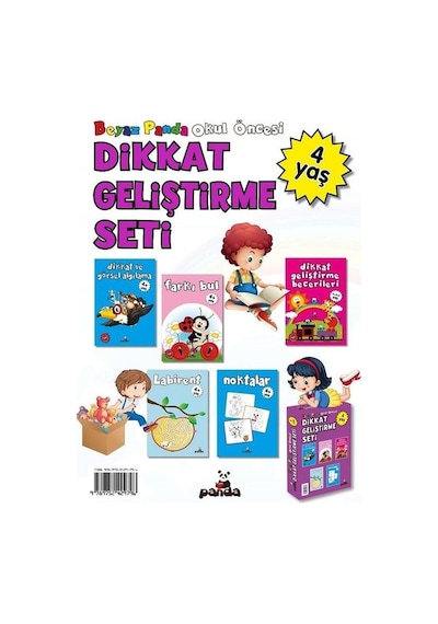 4 Yaş Okul Öncesi-Dikkat Geliştirme Seti-5 Kitap Takım - Afife Çoruk - Panda