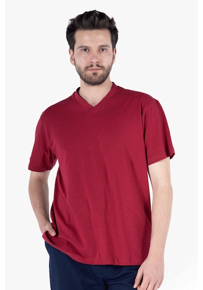 Yıldırımlar T-shirt V Yaka %100 Pamuk Bordo