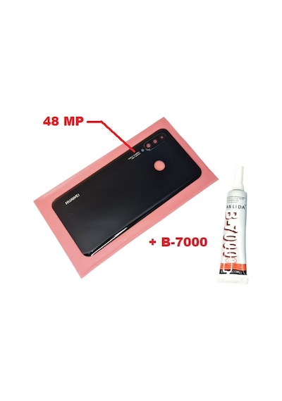 Tkgz - P30 Lite Arka Kapak Kamera Lensli 48 Mp Cam+b-7000 Siyah