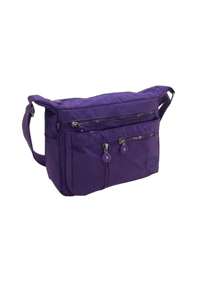 Baginn Klinkır Kadın Postacı Çanta Çok Cepli Çapraz Askılı Mor