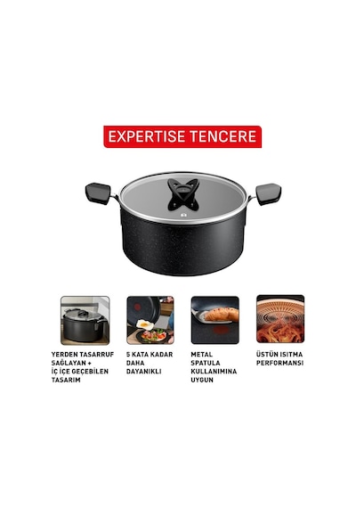 Tefal Tefal Expertise 5x Derin Tencere - 24 Cm 2100137513 Siyah