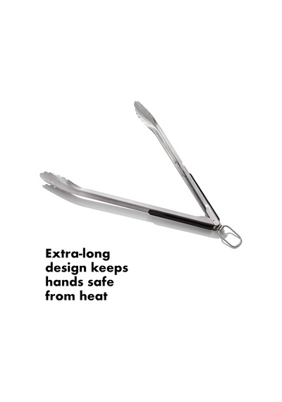 Oxo Good Grips Paslanmaz Çelik Uzun Barbekü Maşası, Dahili Şişe Açacaklı 47,5 Cm - Sosis, Sebze Ve Daha Fazlası