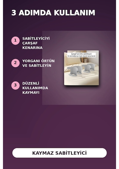4'lü Şeffaf Kaymaz Çarşaf Ve Yorgan Sabitleyici - Dişli Tutucu İle Pratik Çözüm .