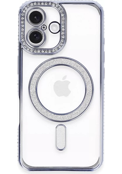 Newface Apple İphone 16 Kılıf Joke Simli Magneticsafe Kılıf - Mavi