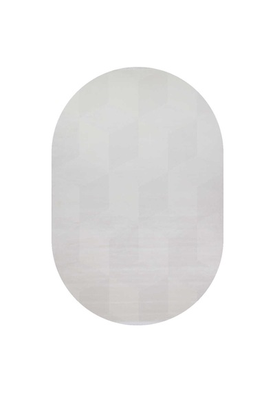 Geometrik Küp Desenli Prato İpeksi Lüks Viskon Oval Halı Pr02 Gri
