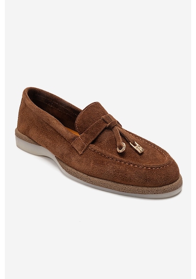 Luvishoes Ilvena Taba Süet Hakiki Deri Kadın Loafer Ayakkabı
