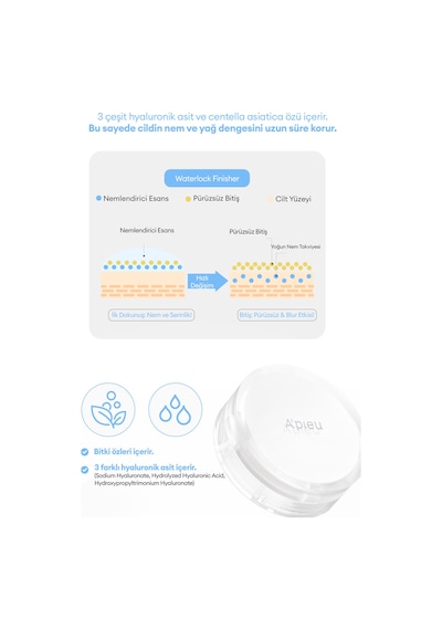 Hyalüronik Asit İçeren, Yağ Kontrolü Sağlayan Cushion Yenilikçi Sıvı Pudra A'pıeu Waterlock Finisher 0