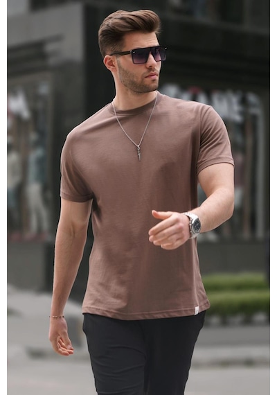 Madmext Kahverengi Regular Fit Basic Erkek Tişört 6131-kahverengi Kahverengi